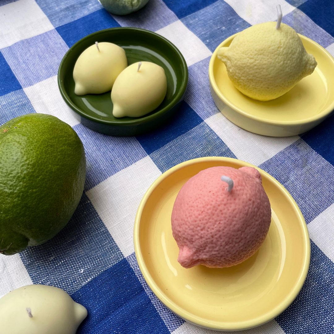 Lemon Scented Candle with Ceramic Candle Holder