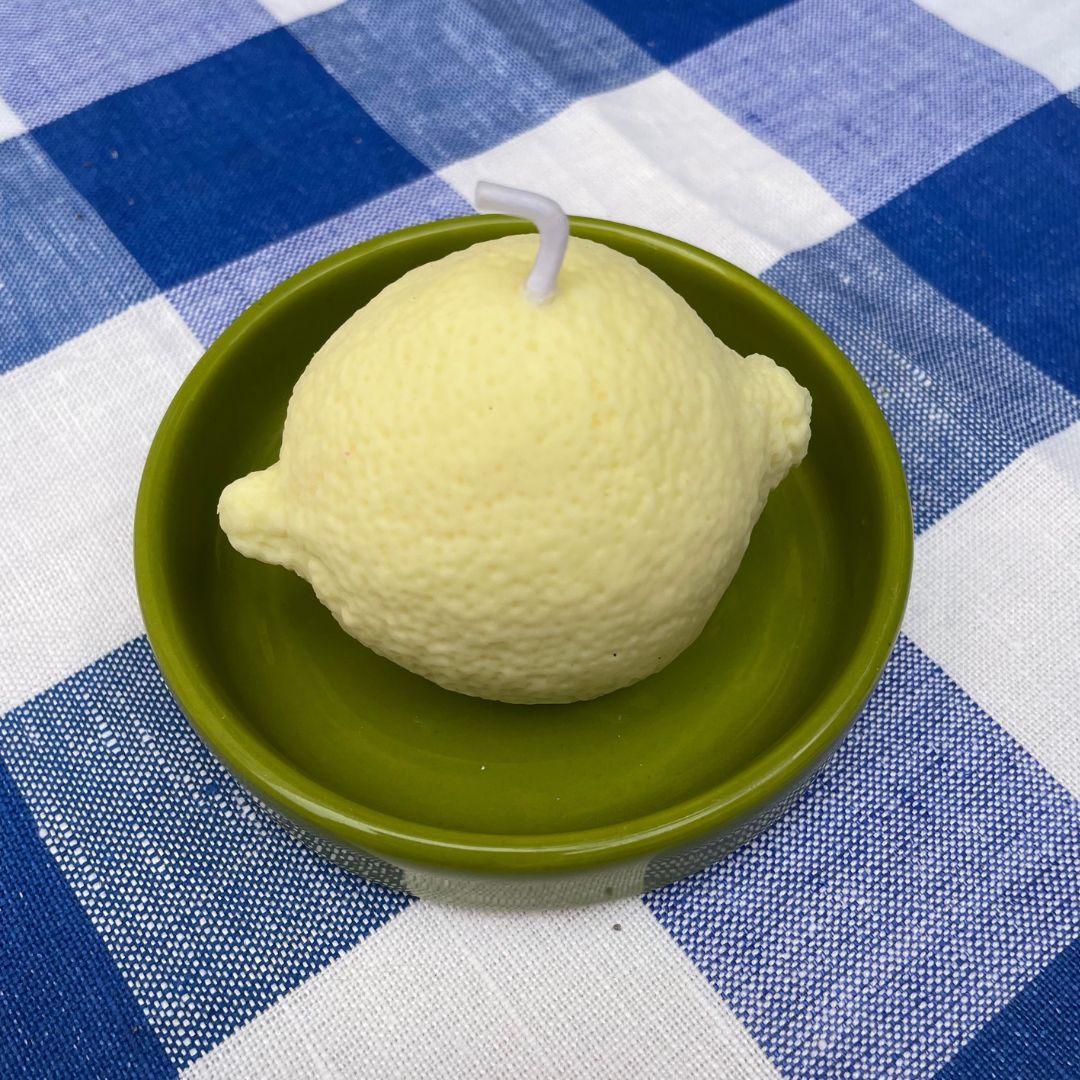 Lemon Scented Candle with Ceramic Candle Holder