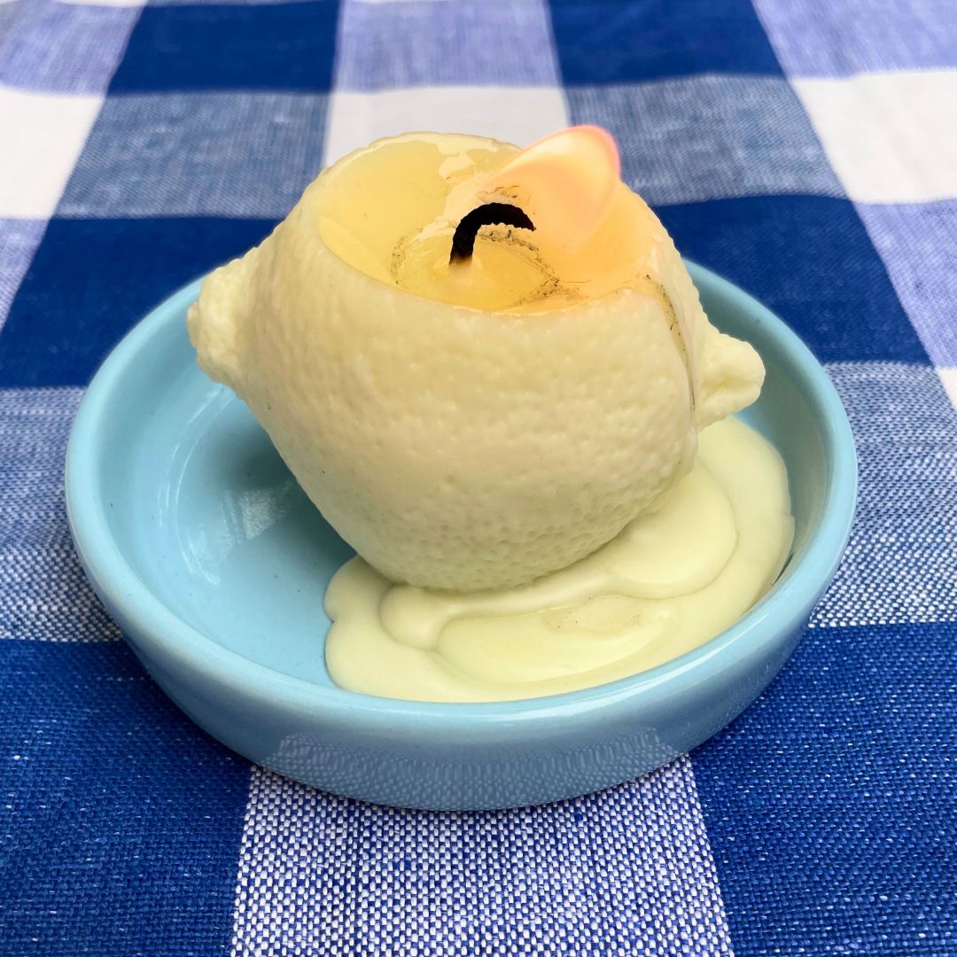 Lemon Scented Candle with Ceramic Candle Holder