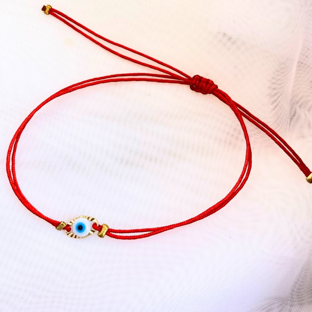 Bracelet fil rouge Œil Bleu et boucle d'oreille oeil bleu en acier inoxydable