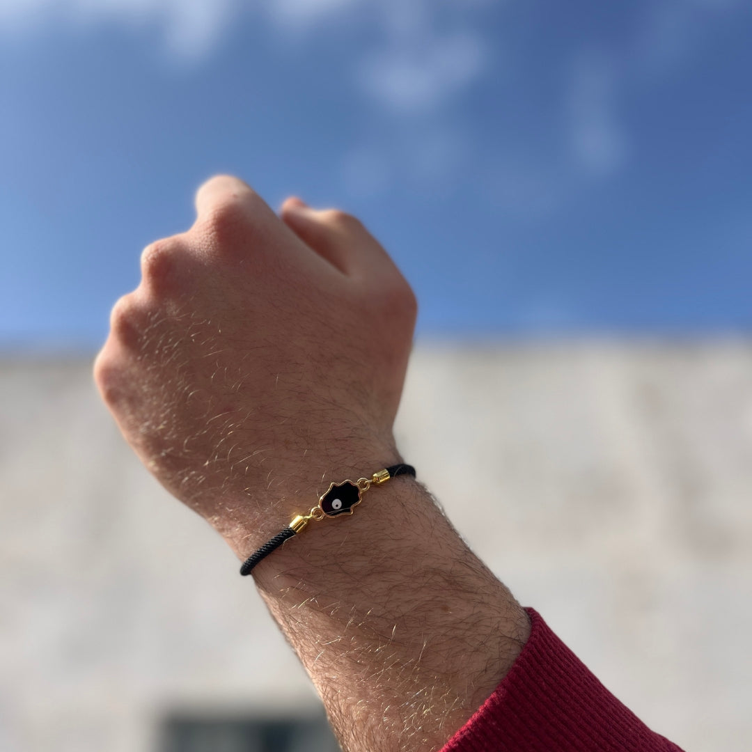 Bracelet Khomsa noir ajustable