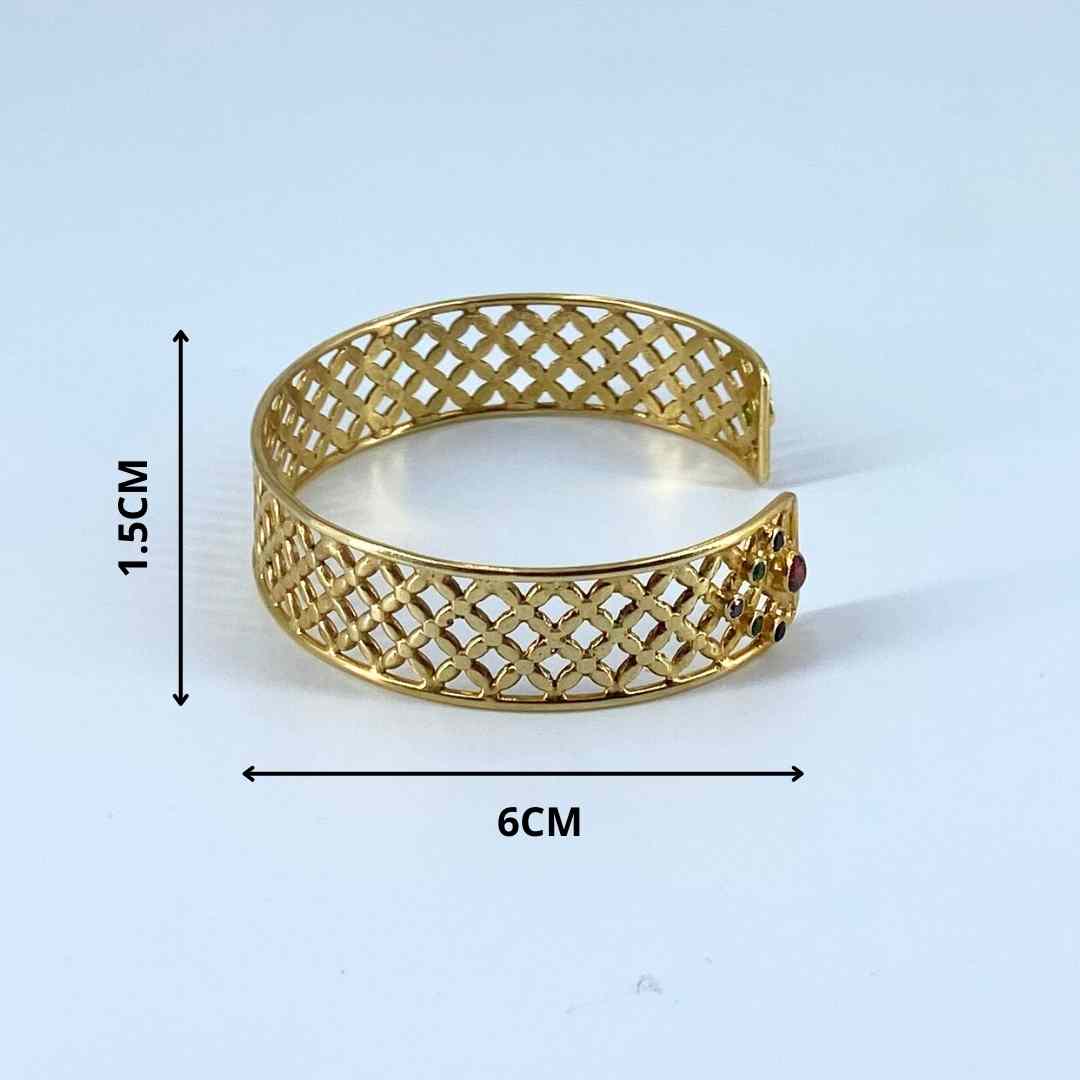 Bracelet en Argent plaqué Doré avec zircon.
