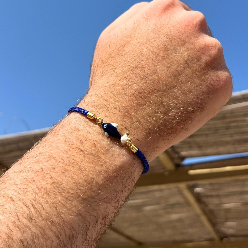 Bracelet unisexe avec poisson bleu