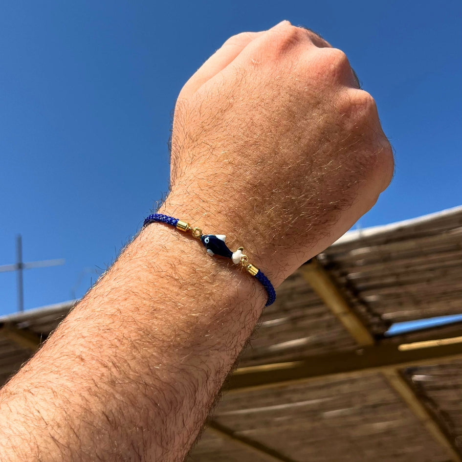 Bracelet unisexe avec poisson bleu