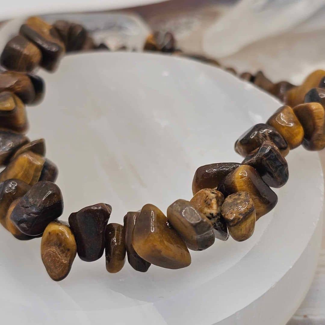 Duo de bracelets élastiques en œil de tigre (17-19 cm)