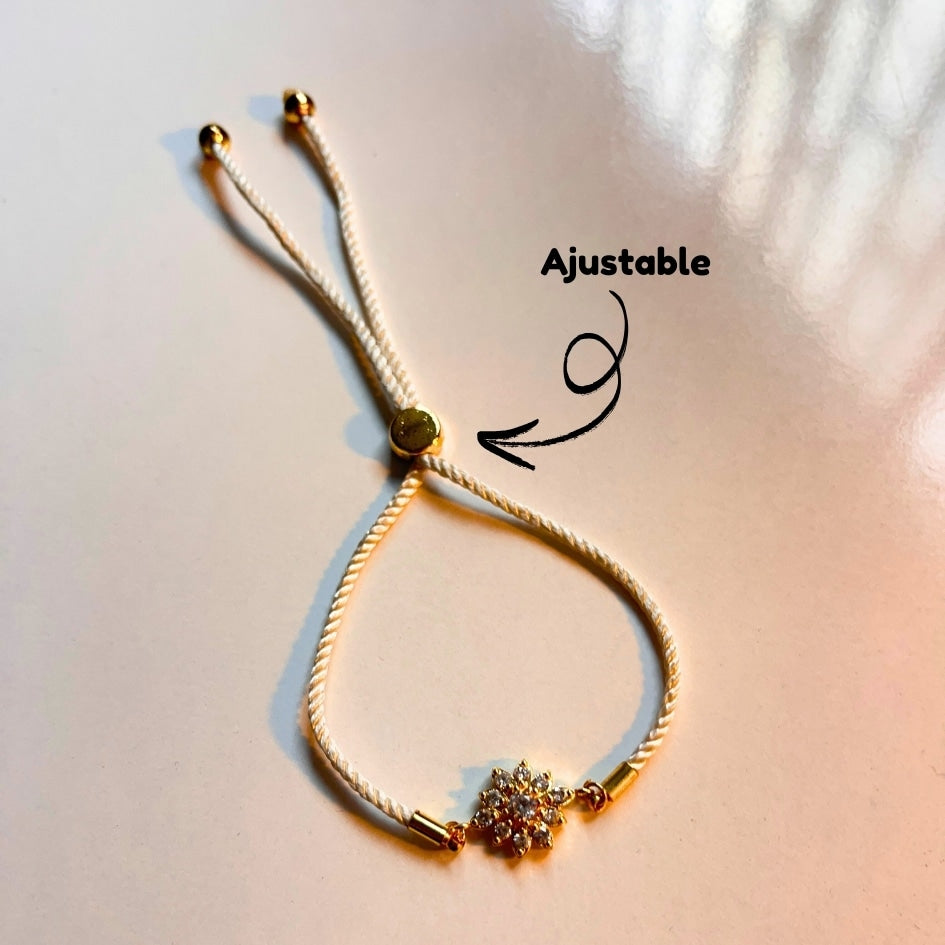 Bracelet fleur dorée 100% fait-main