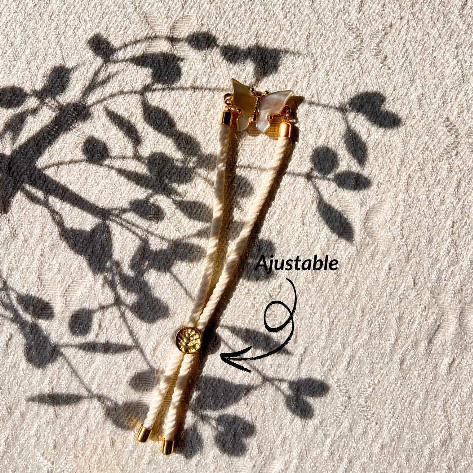 Bracelet papillon blanc et doré