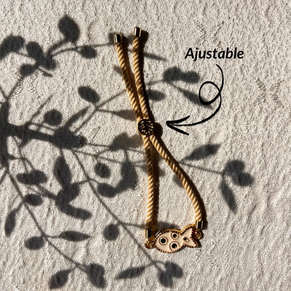 Bracelet Poisson Doré avec Œil Protecteur Ajustable – Élégance et Protection