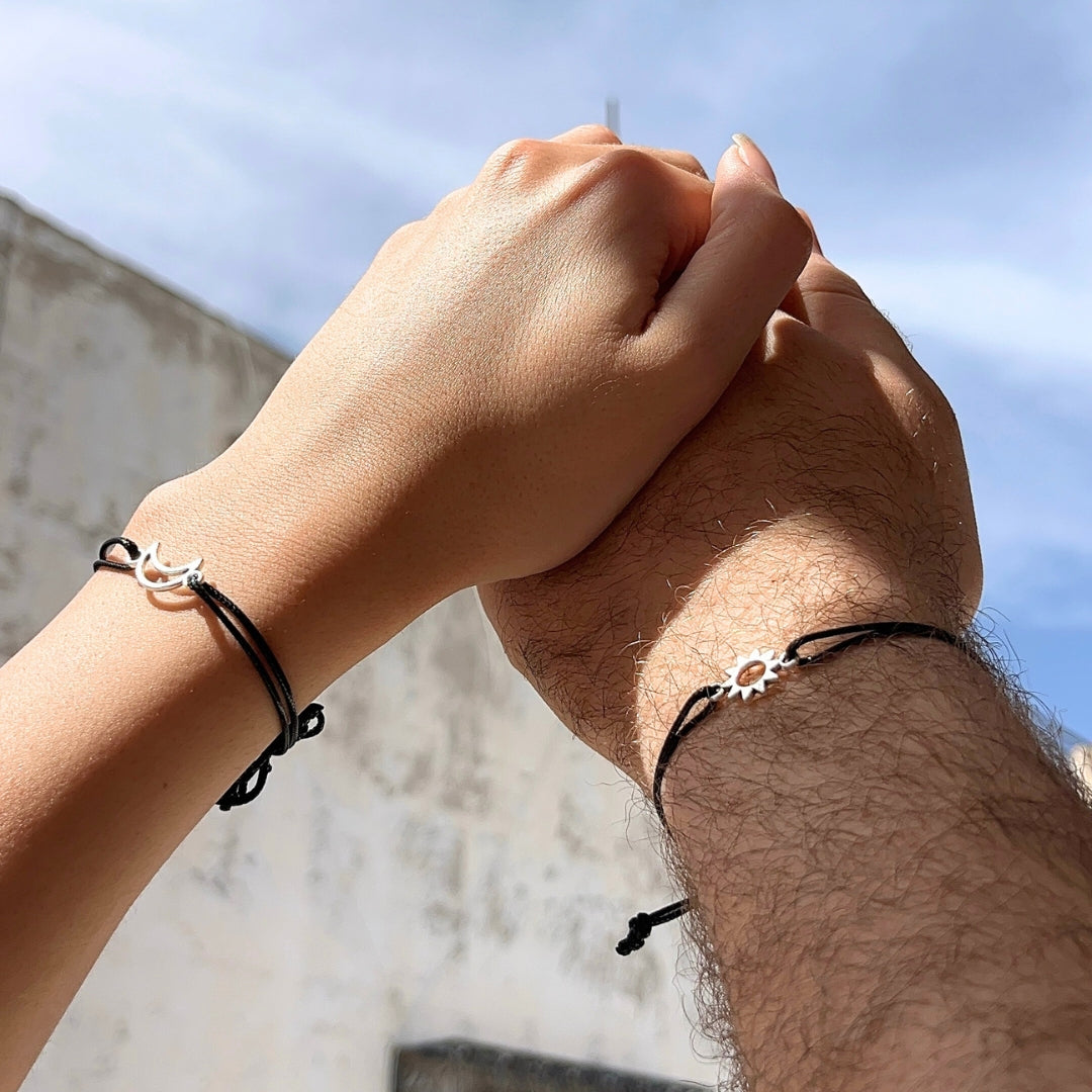 Bracelets pour couple "Soleil & Lune" ajustables