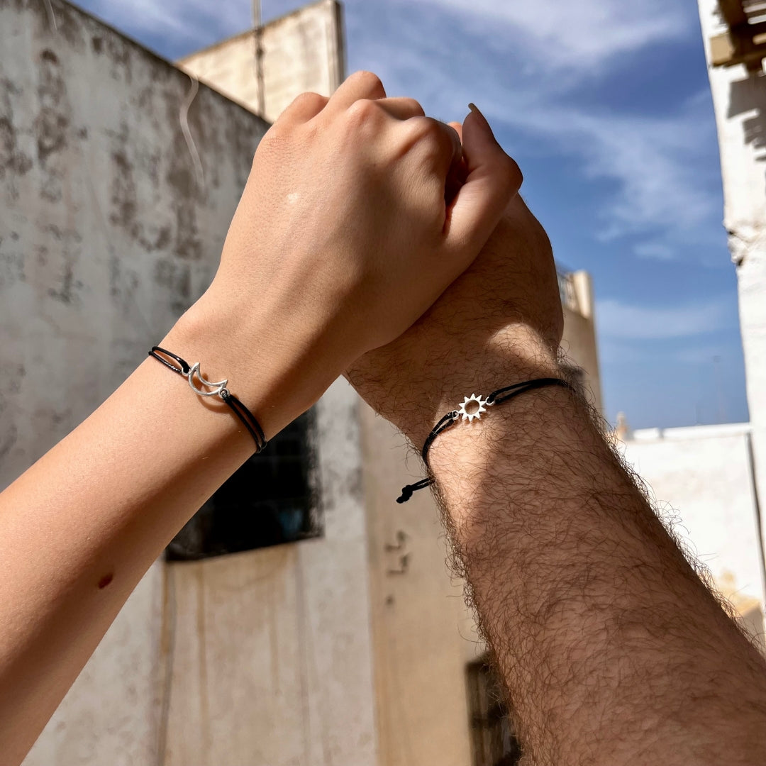 Bracelets pour couple "Soleil & Lune" ajustables