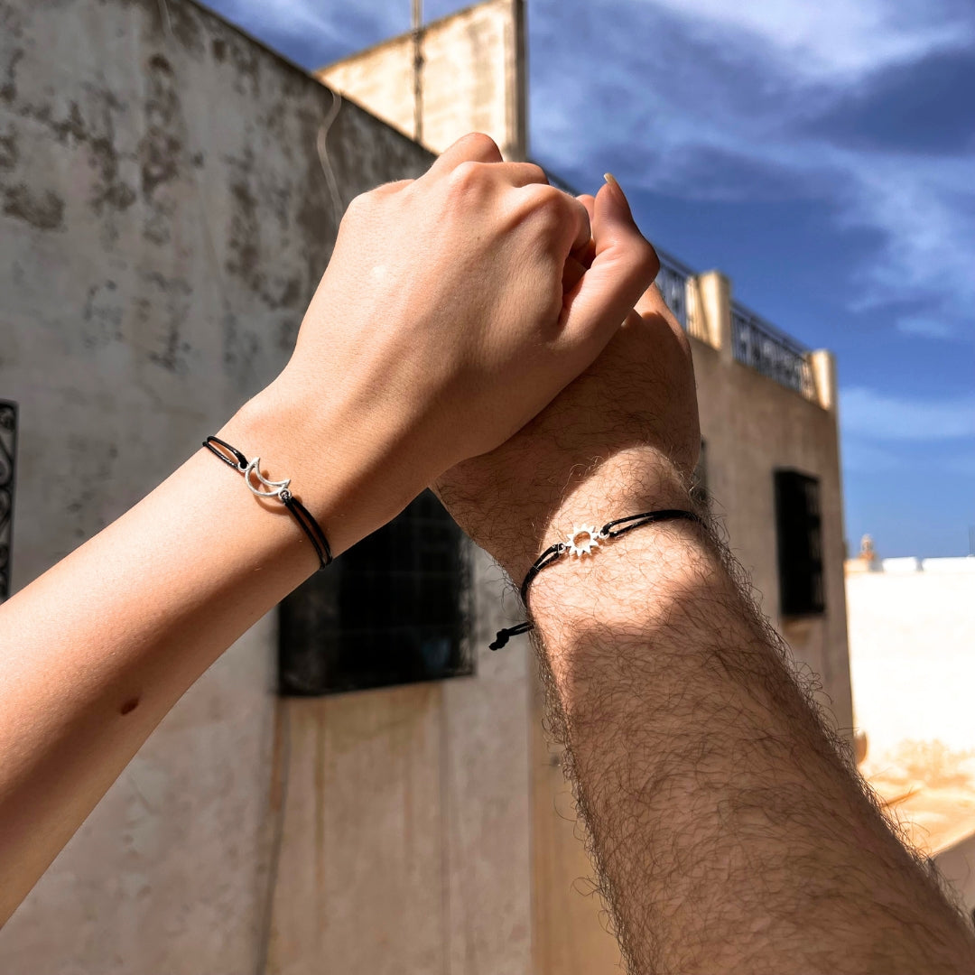 Bracelets pour couple "Soleil & Lune" ajustables