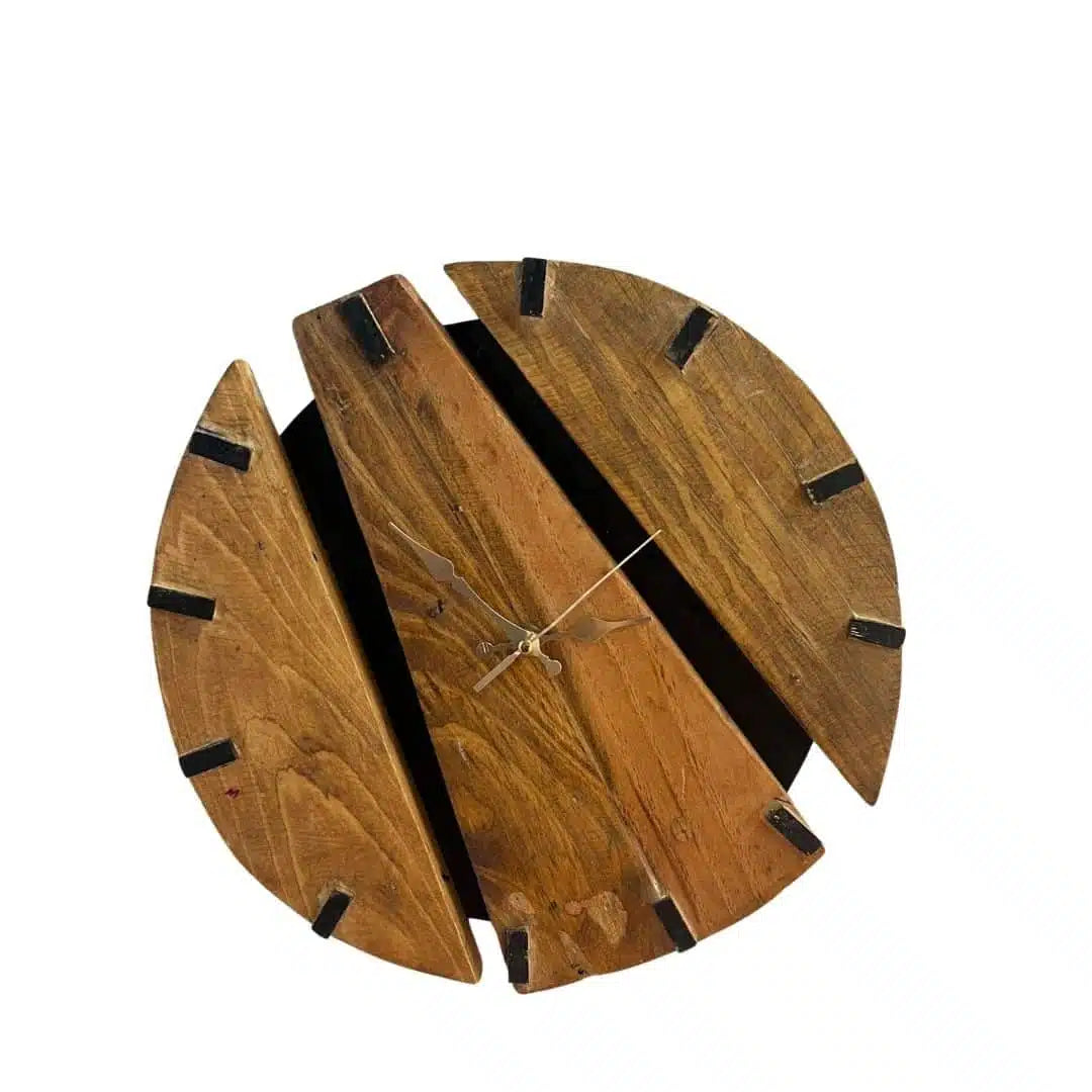 Montre circulaire murale en bois