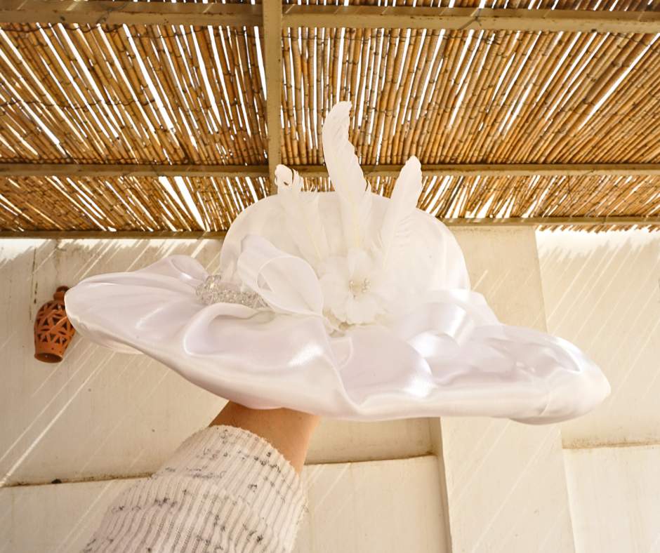 White wedding hat