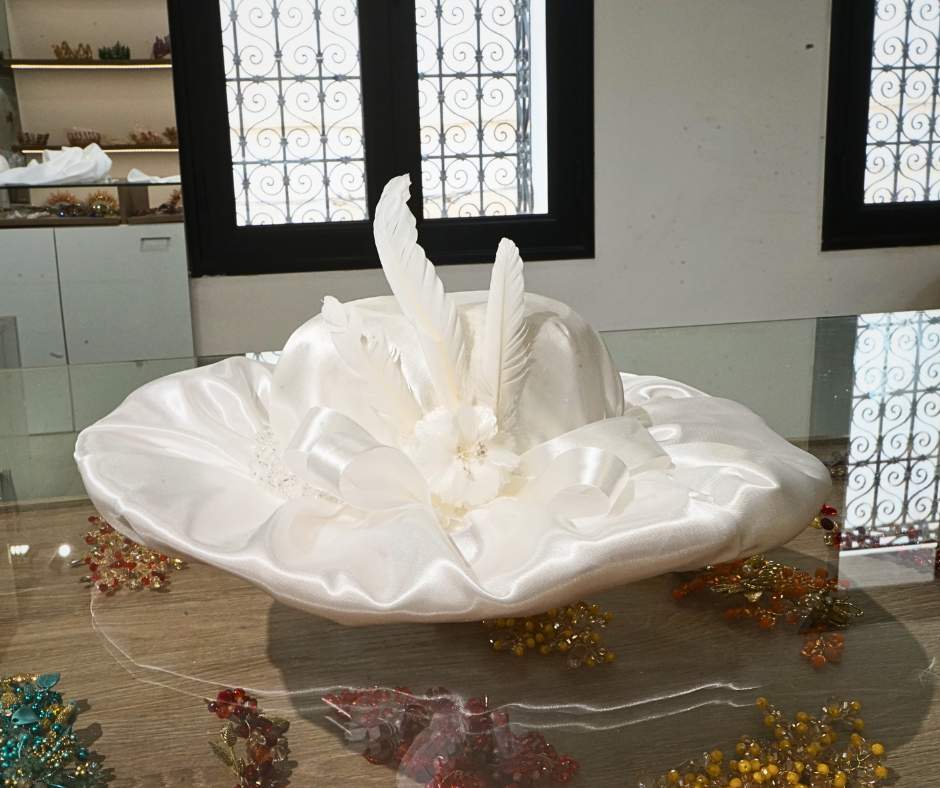 White wedding hat