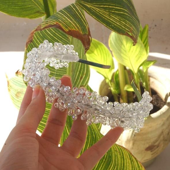 دبوس شعر زفاف أبيض، نموذج عصابة رأس على شكل كرمة