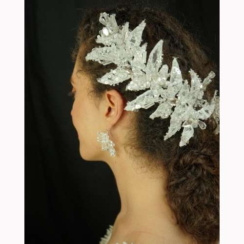 Bridal brooch, Swarovski model with guipure
