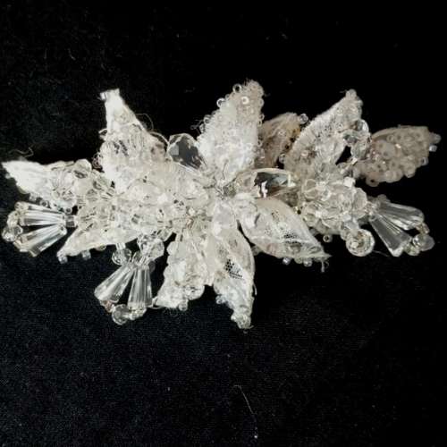 Bridal brooch, Swarovski model + guipure