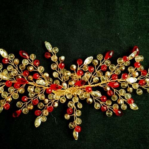 Red/gold brooch, Swarowski branch model