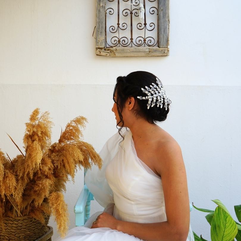 دبوس شعر العروس الكريستالي إكسسوارات شعر العروس كرمة شعر العروس مشط شعر العروس عصابة شعر الزفاف الفضية قطعة شعر الزفاف