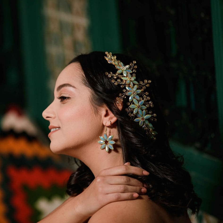 Broche de cheveux pour mariage cristal bleu