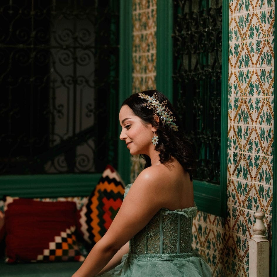 Broche de cheveux pour mariage cristal bleu