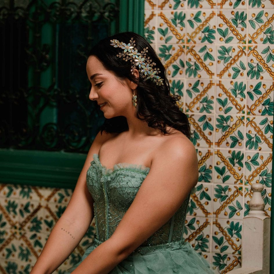 Broche de cheveux pour mariage cristal bleu