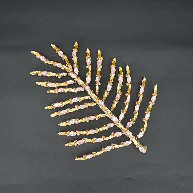 Gold wedding hair pin, leaf brooch, gold wedding hair accessory, bridal hair clip, gold leaves