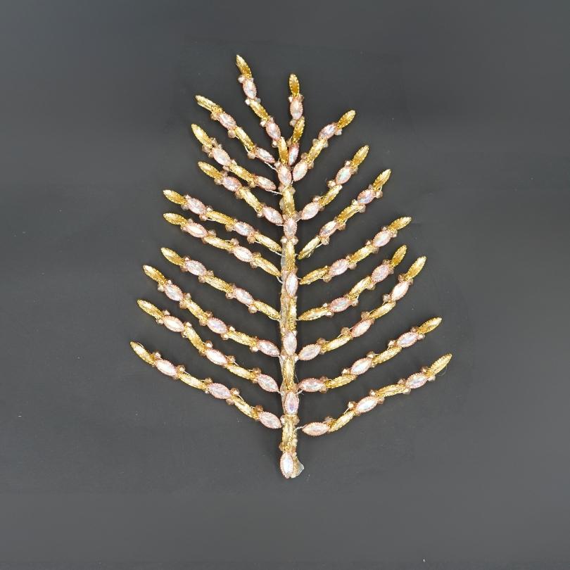 Gold wedding hair pin, leaf brooch, gold wedding hair accessory, bridal hair clip, gold leaves