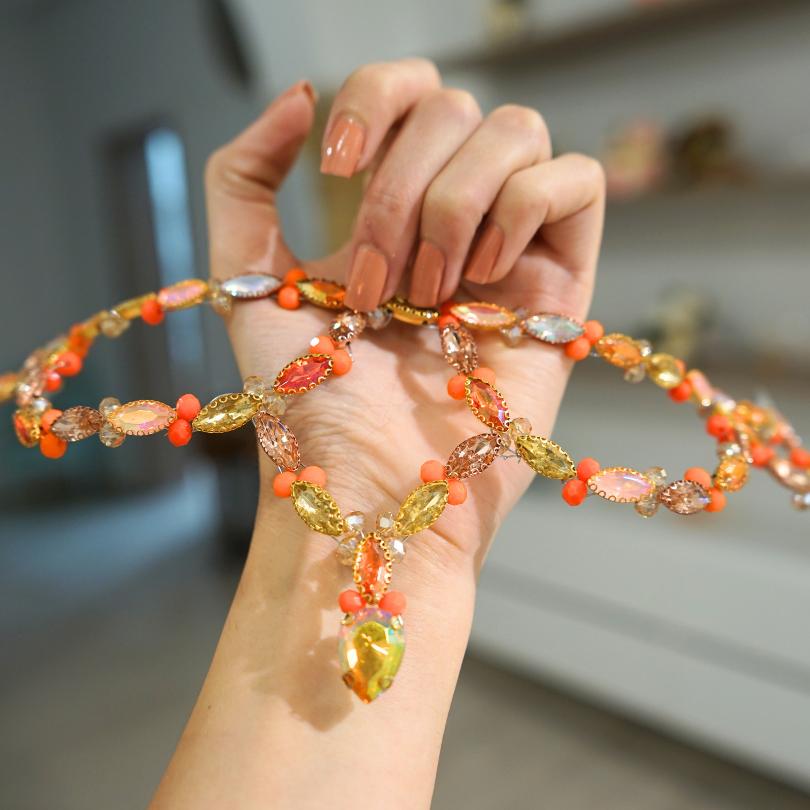 Wedding hair pin for bride, Orange pearl bridal piece, Wedding accessories, Bridal jewelry
