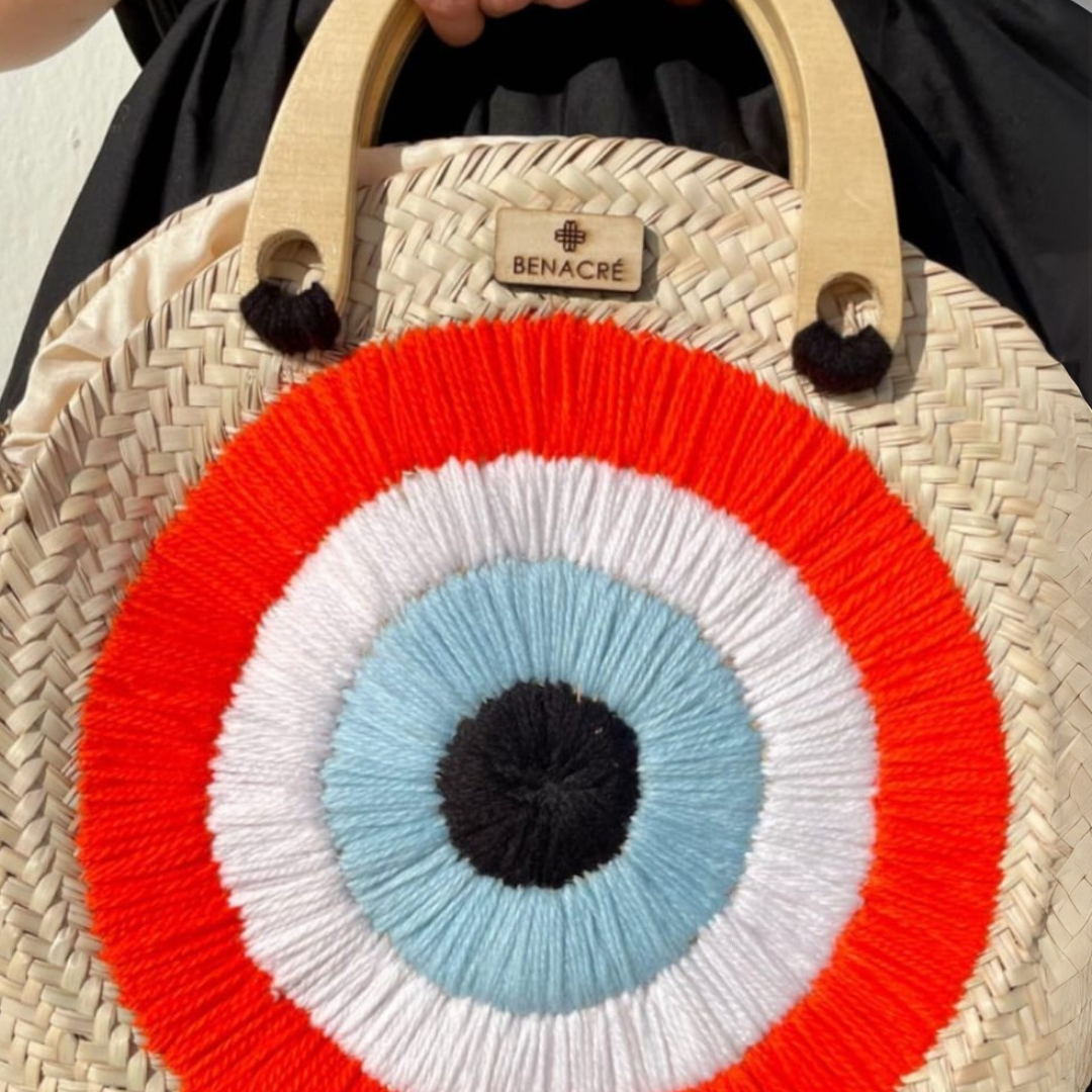 couffin moderne avec des mains en bois avec doublure et fermeture - orangé خرزة