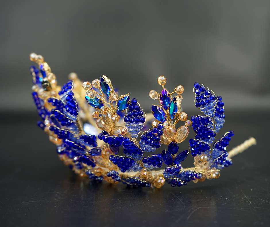 Blue bridal crown; Royal model