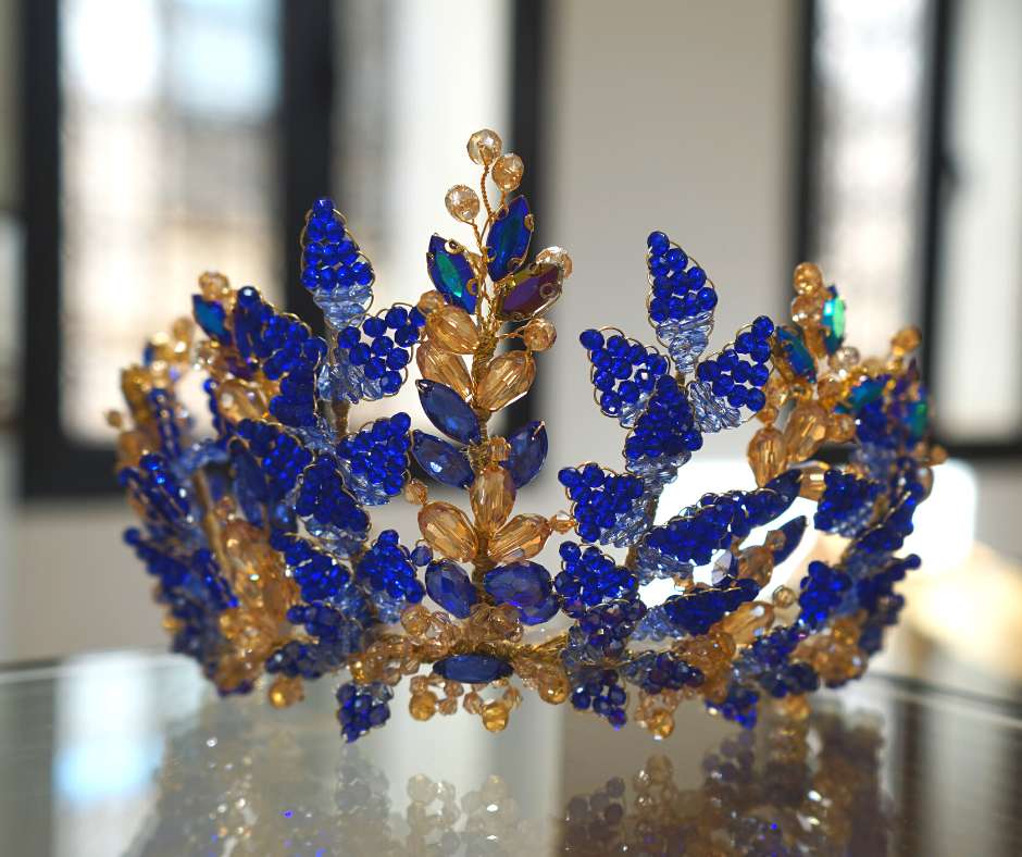 Blue bridal crown; Royal model