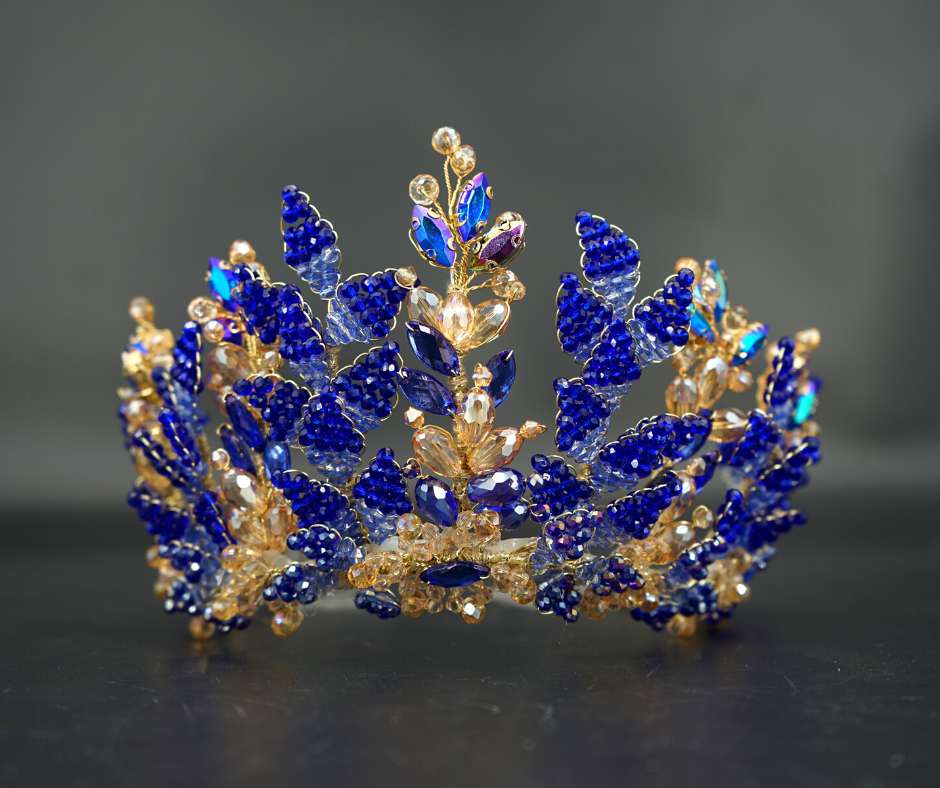 Blue bridal crown; Royal model