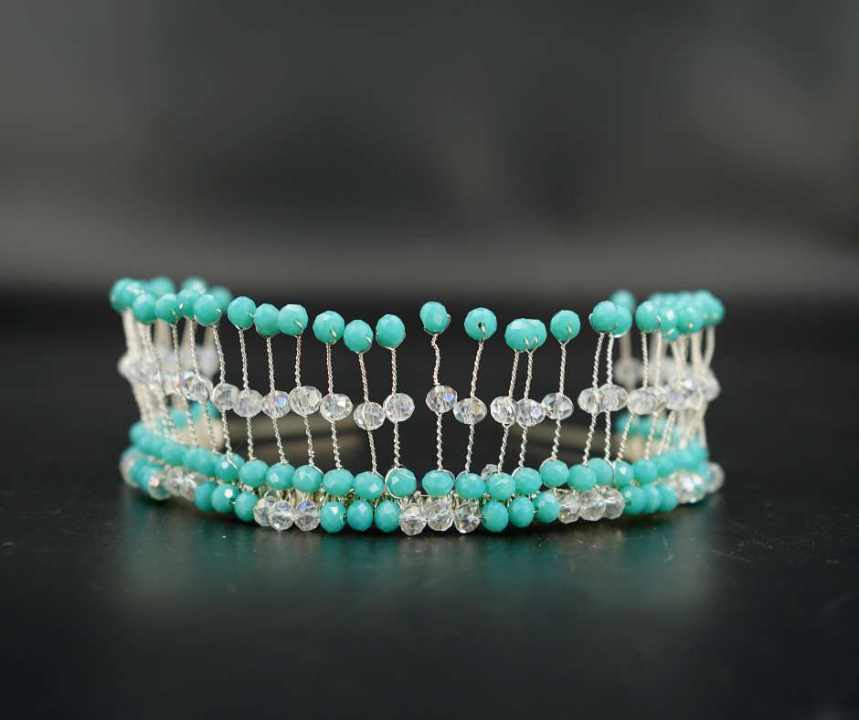 Blue/White bridal crown; crystal model