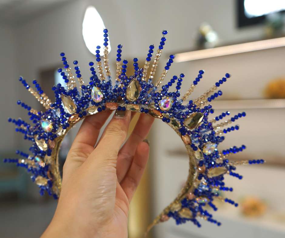 Blue bridal crown; Sun model