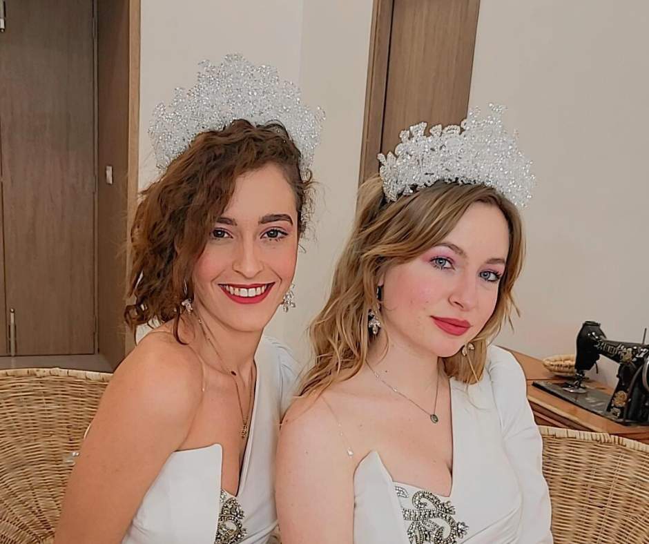 White bridal crown. Floral model