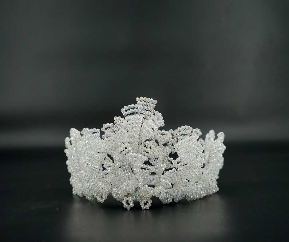 White bridal crown. Floral model