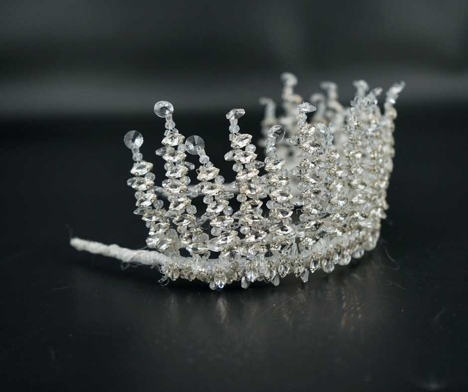 White bridal crown. Floral model