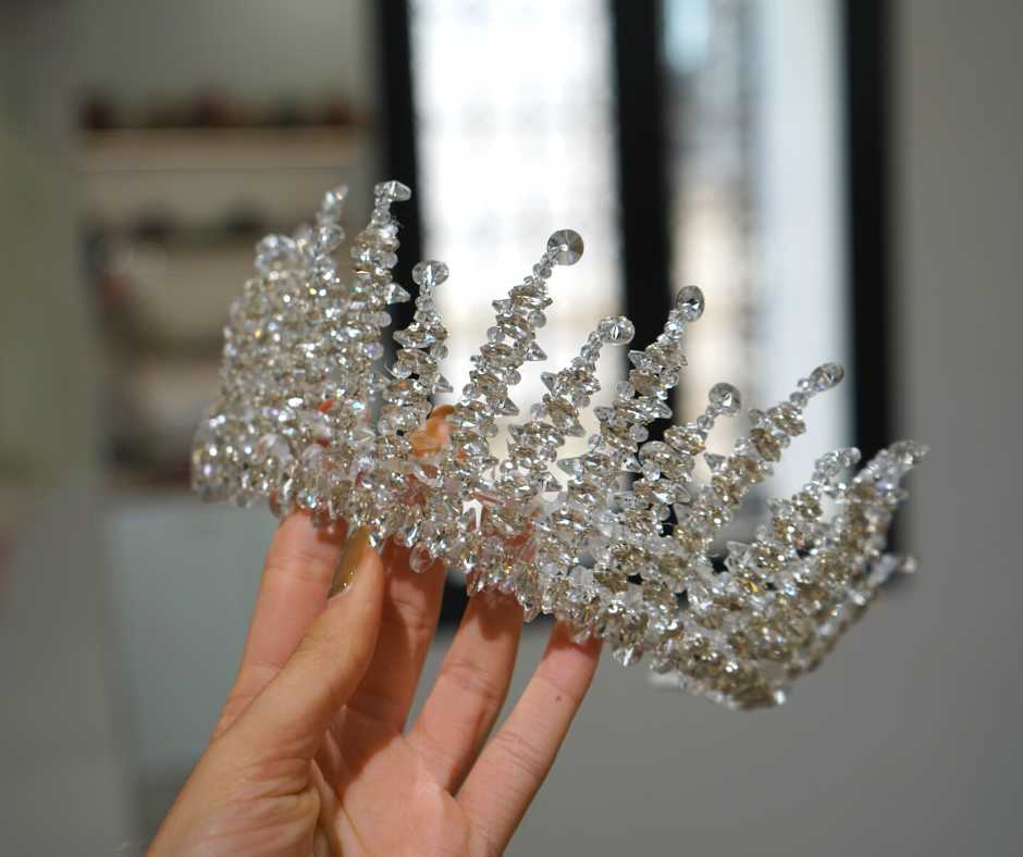 White bridal crown. Floral model