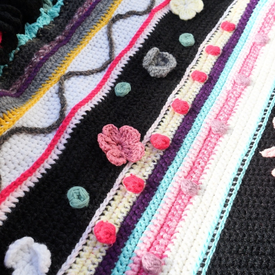 Cape en crochet multicolore faite main style mexicain
