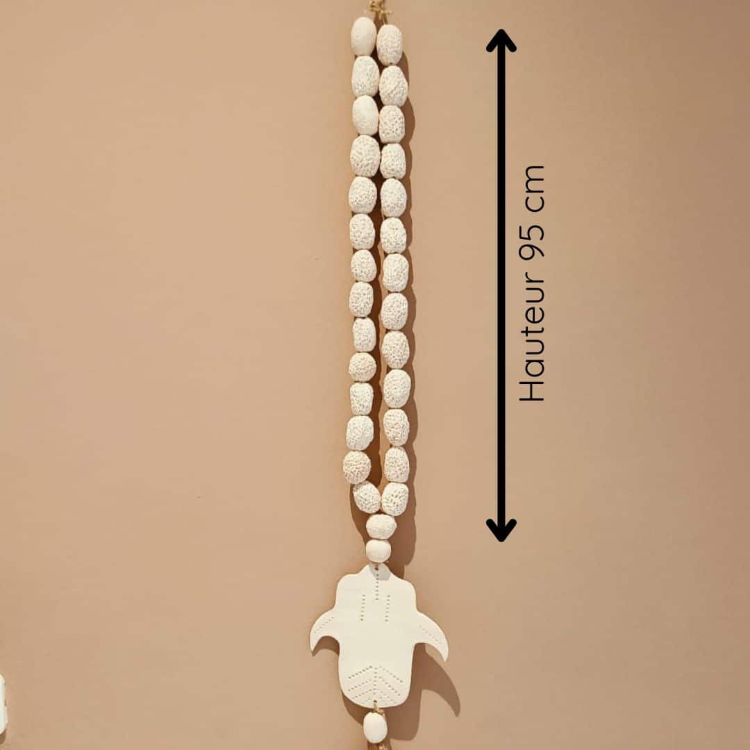 Ceramic rosary with jute tassel (95 cm)