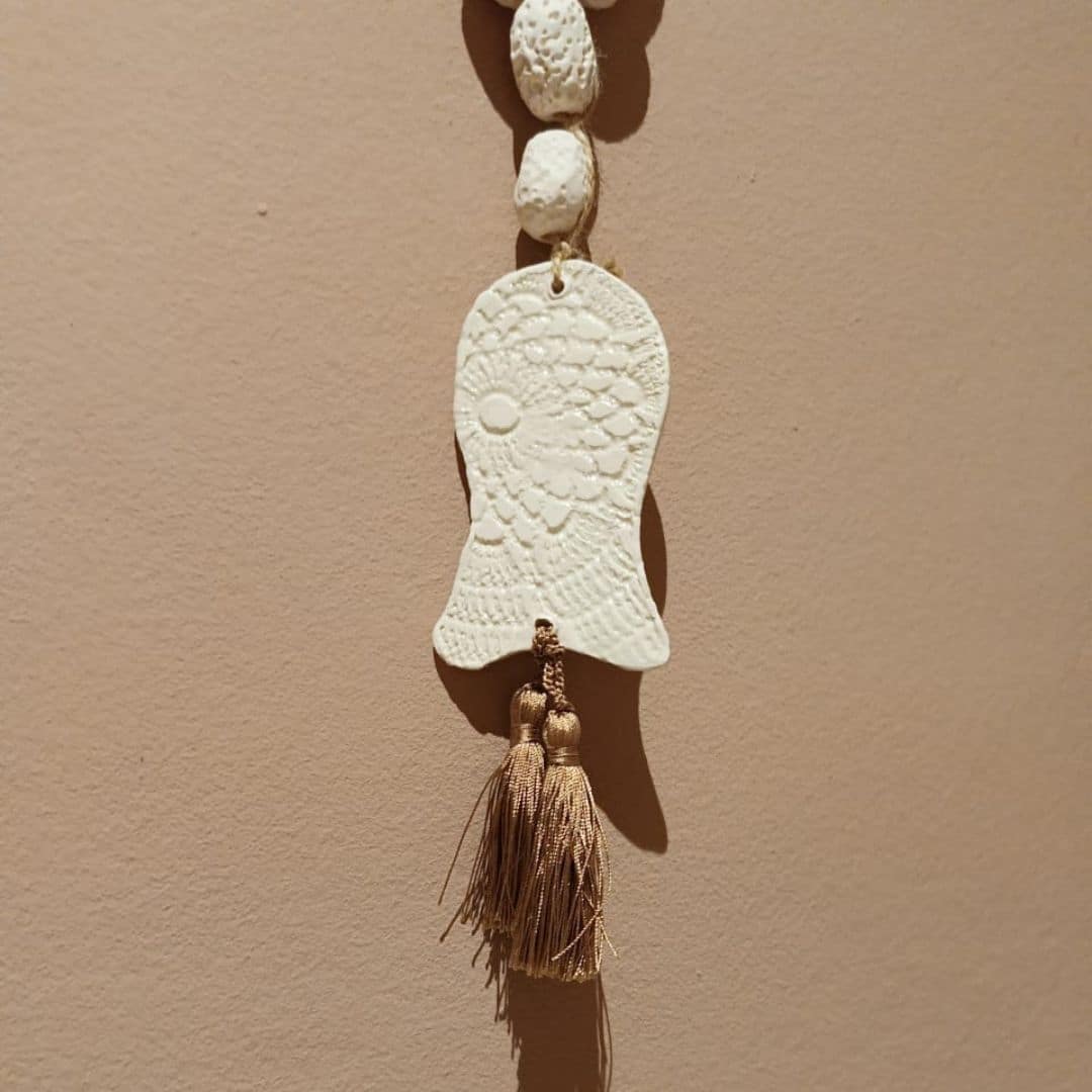 Ceramic rosary with natural tassel