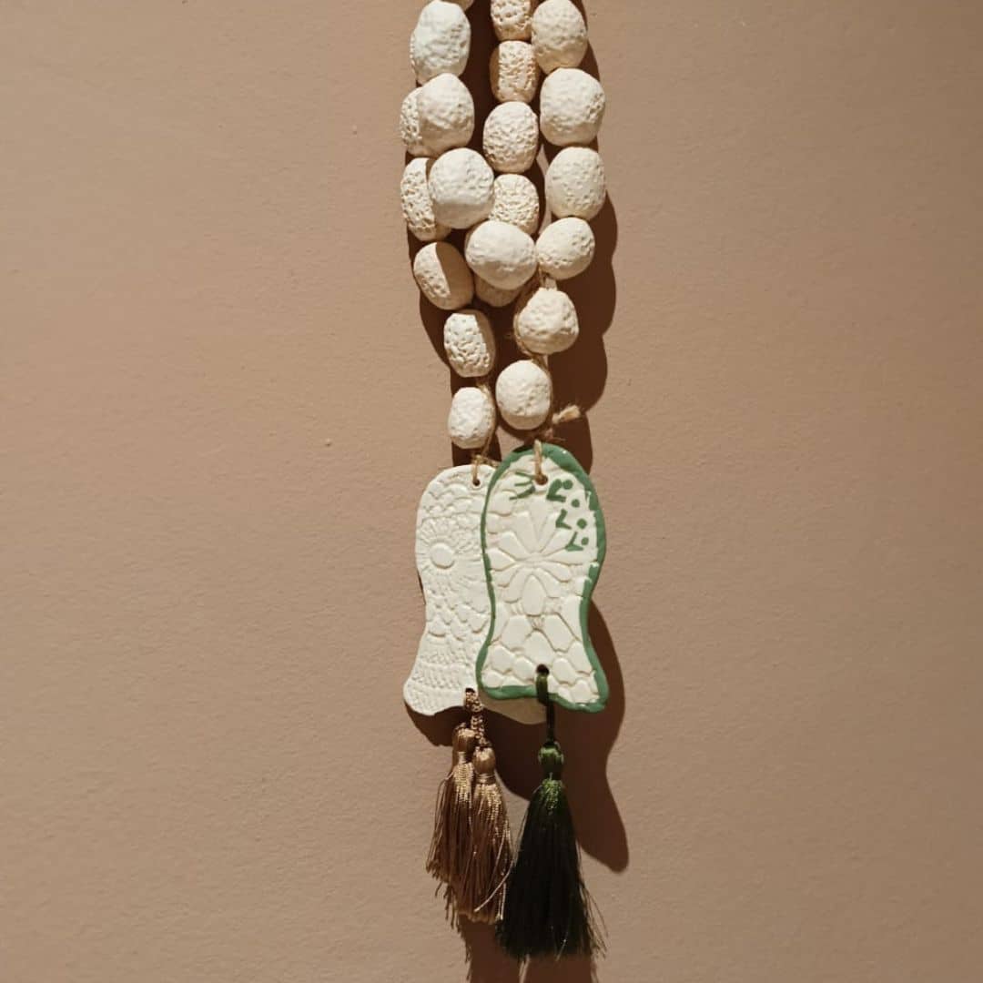 Ceramic rosary with natural tassel