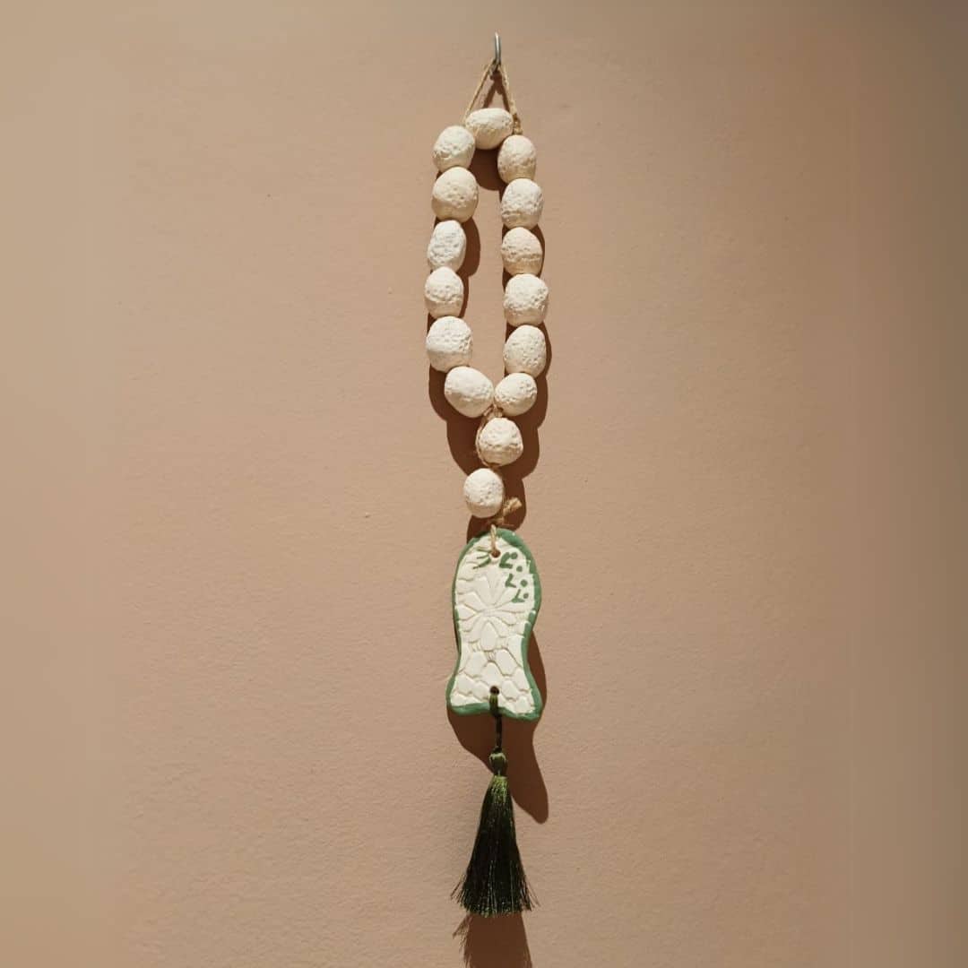 Ceramic rosary with natural tassel