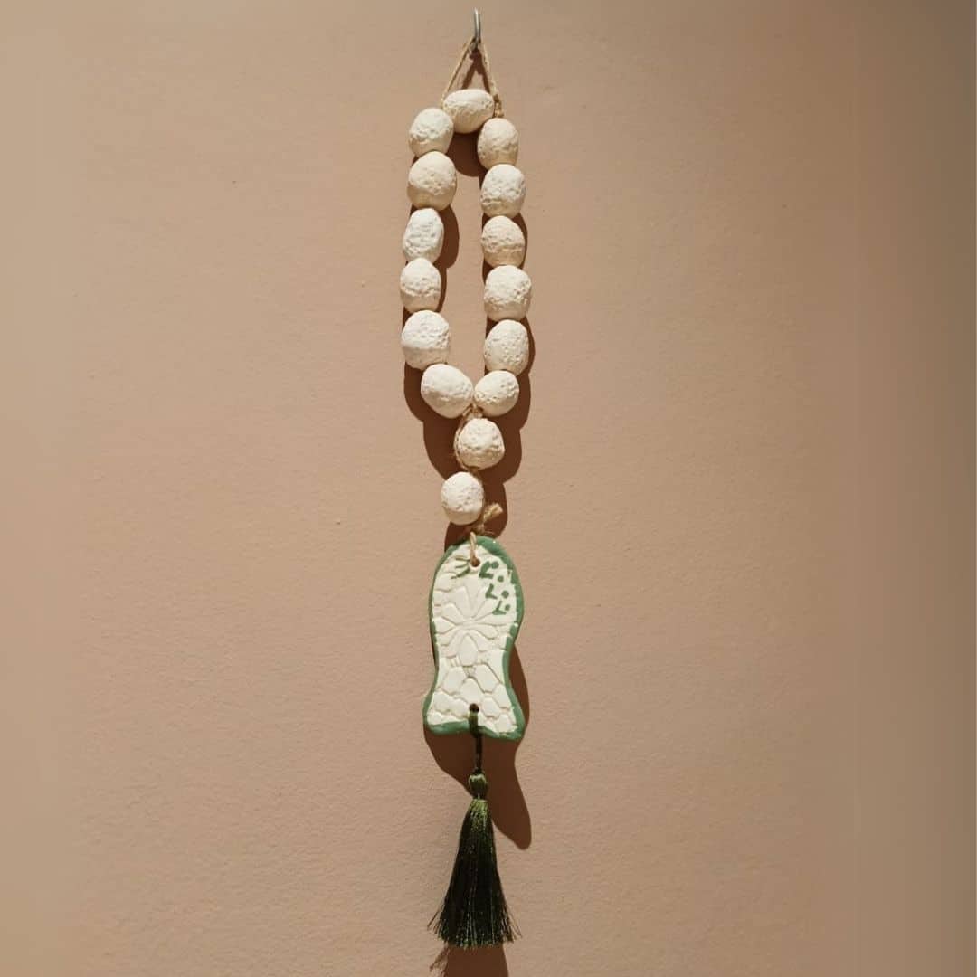 Ceramic rosary with natural tassel