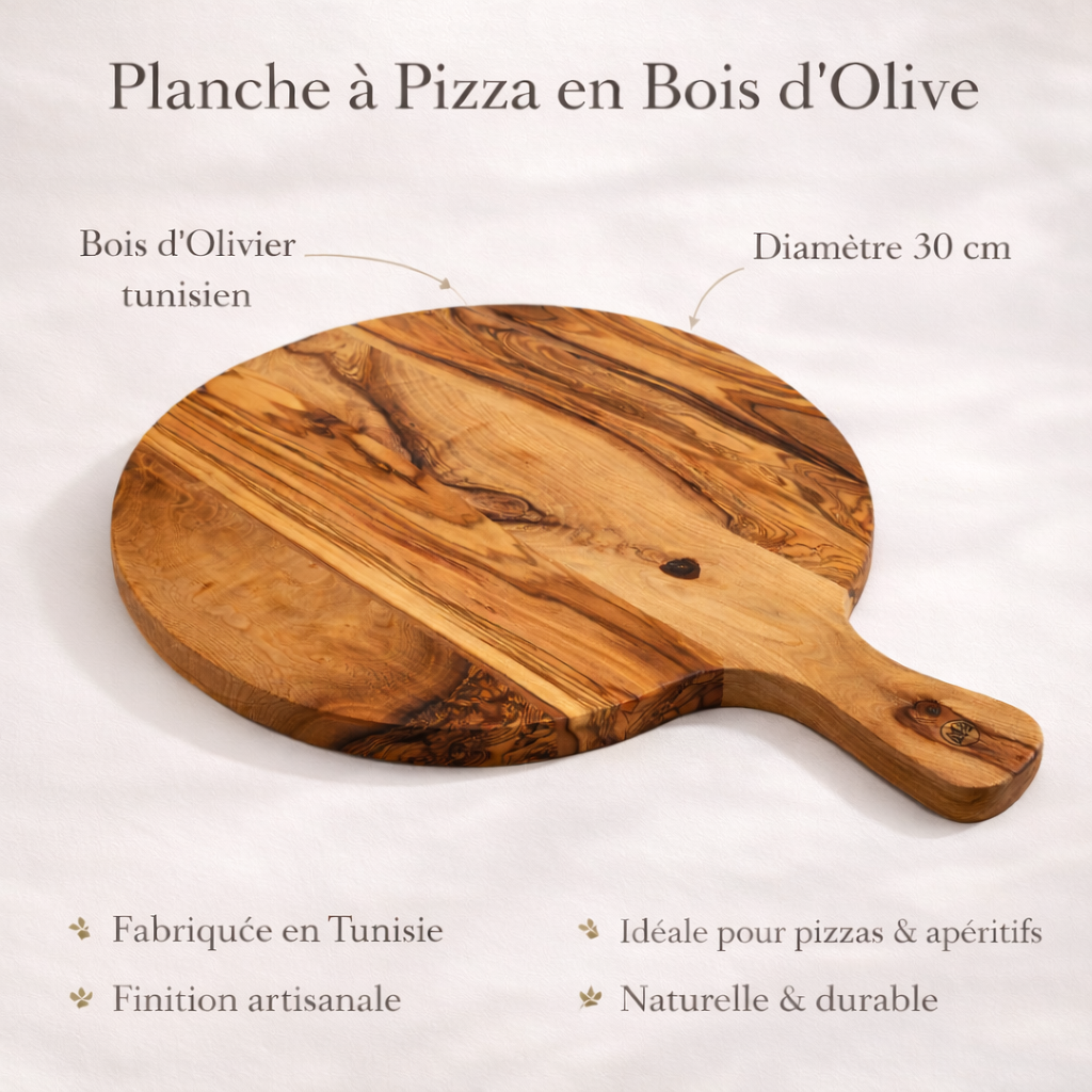 Planche à pizza en bois d'olive