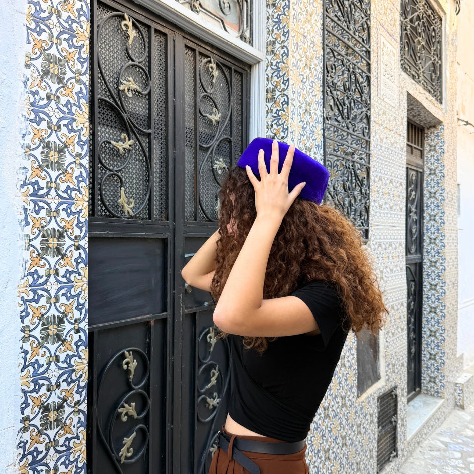 Chechia tunisienne Bleu En laine