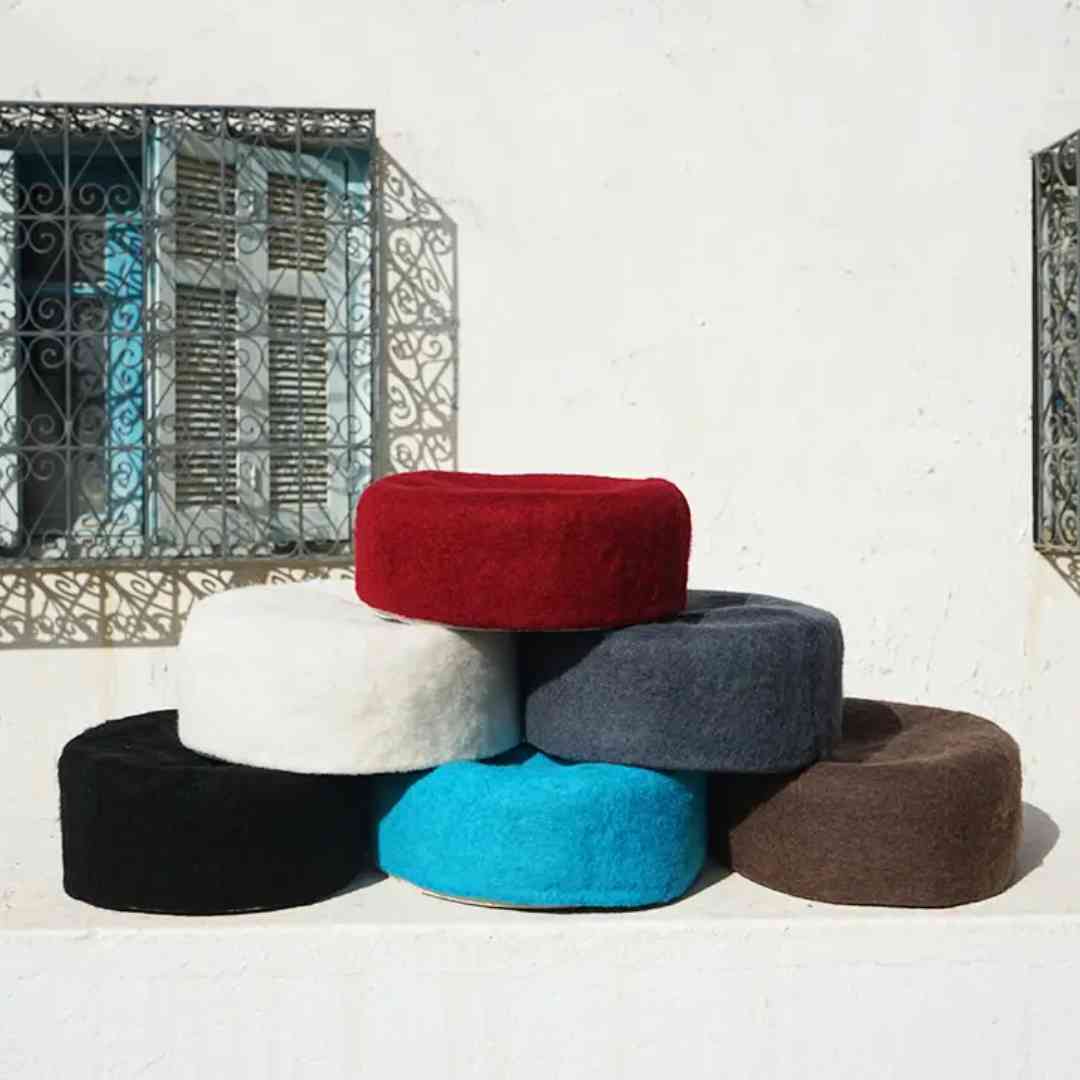 Chechia tunisienne grise en laine