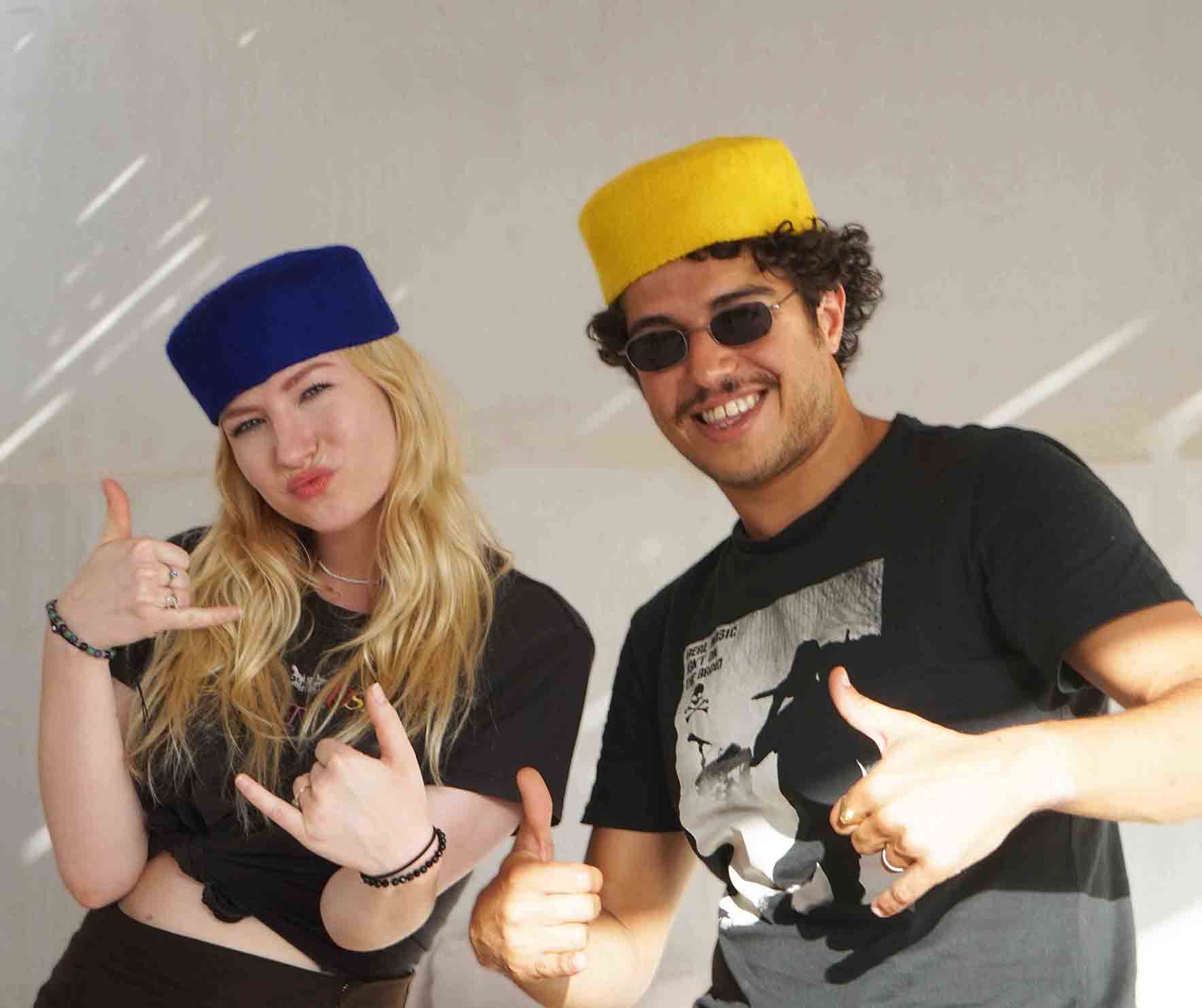 Chéchia Tunisienne Jaune Avec Pompon En Laine