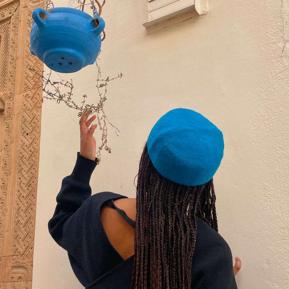 Chéchia Tunisienne Turquoise En Laine